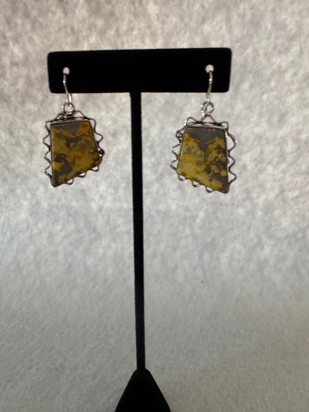 Handmade Bumblebee Jasper Drop Earrings - Unbranded